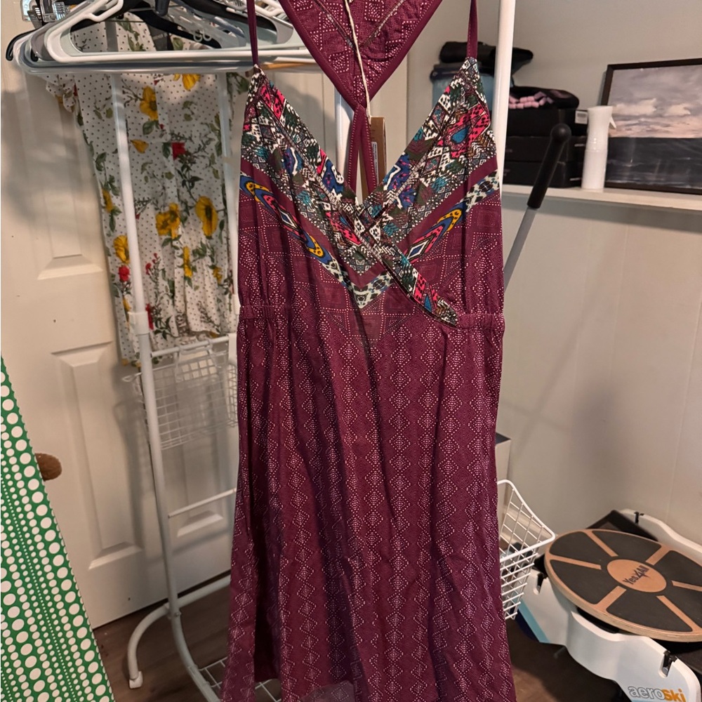 Prana Red Embellished Sundress Sleeveless Wedding Guest